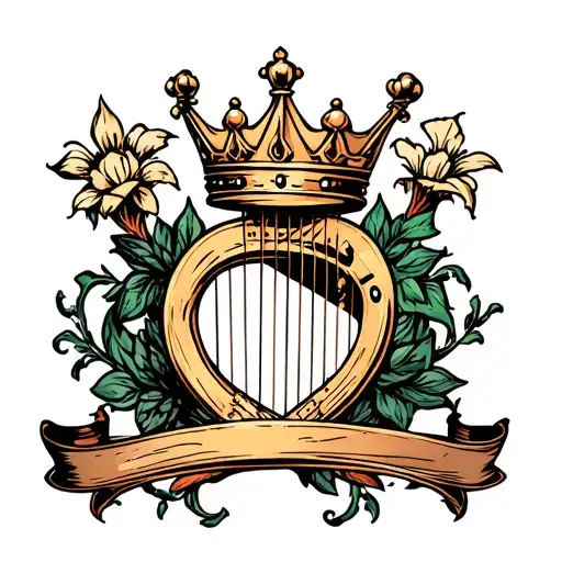 Crown With Harp Surrounded