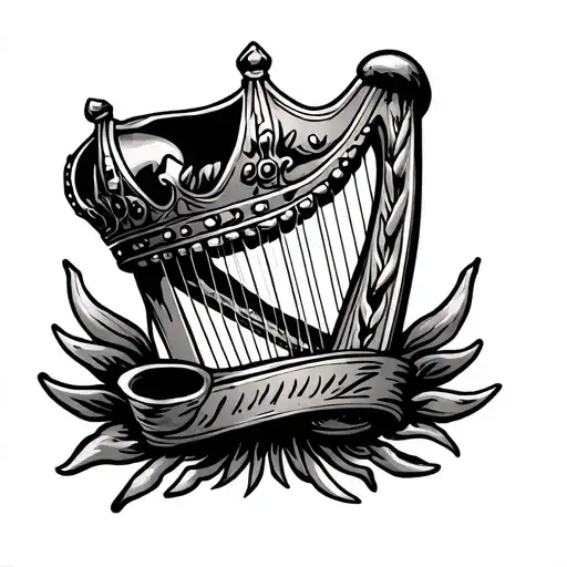 Crown With Harp Surrounded