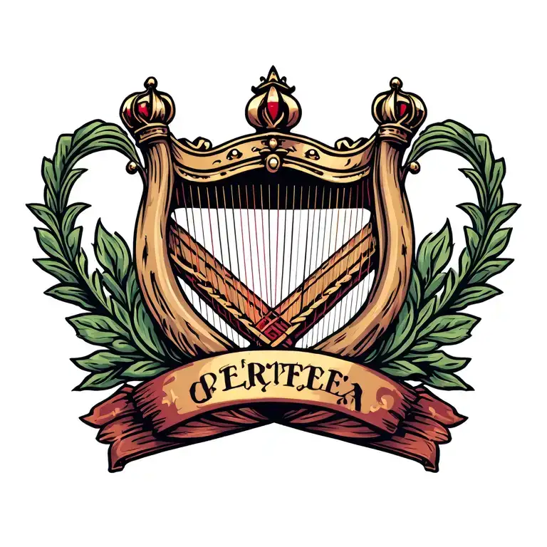 Crown With Harp Surrounded