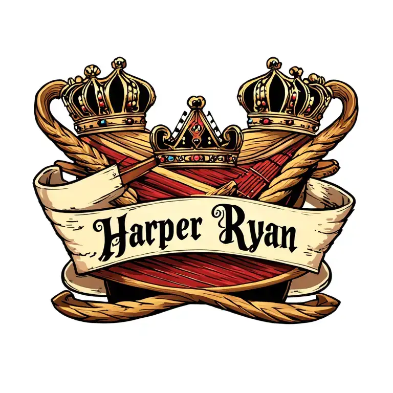 Harp With Crown With The Names Harper And Ryan