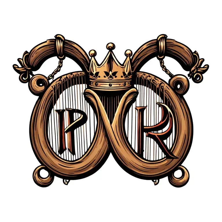 Harp With Crown Hanging With H And R