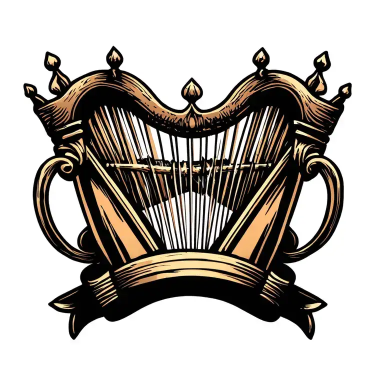 Harp With Hanging Crown