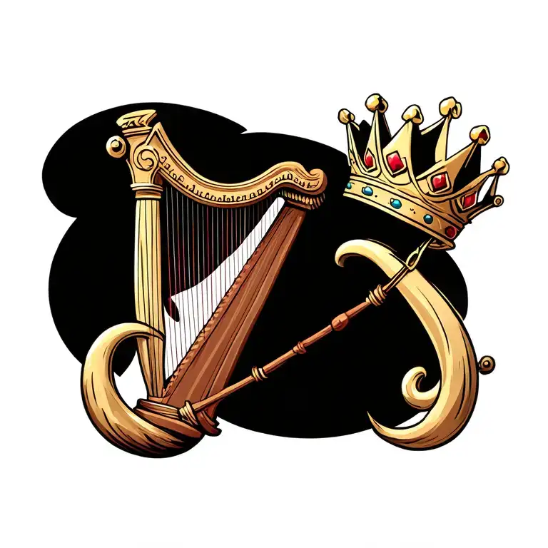 Harp With Hanging Crown