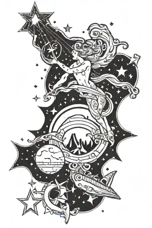Aquarius Constallation With Amathyst And Planets