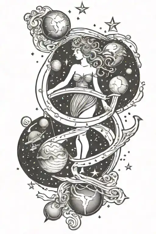 Aquarius Constallation With Amathyst And Planets