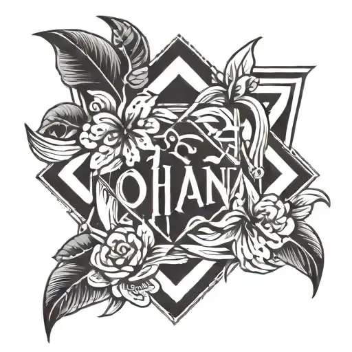 A Modern Geometric Design Incorporating The Word 'Ohana' In A Unique And Artistic Way