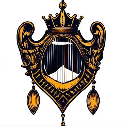 Harp With Crown Hanging H And R