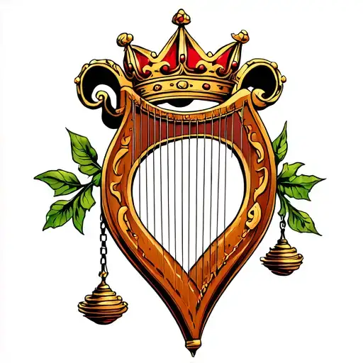 Harp With Crown Hanging H And R