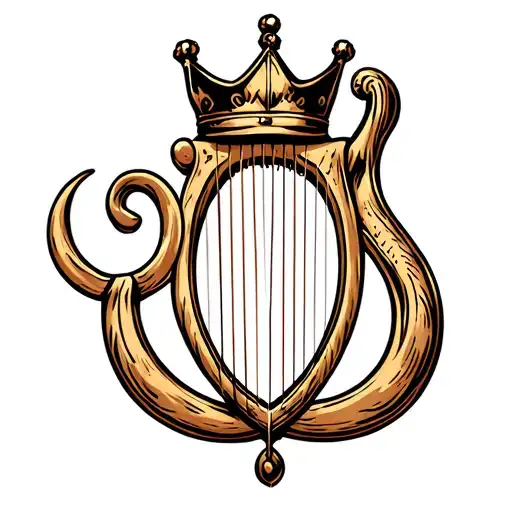Harp With Crown Hanging H And R