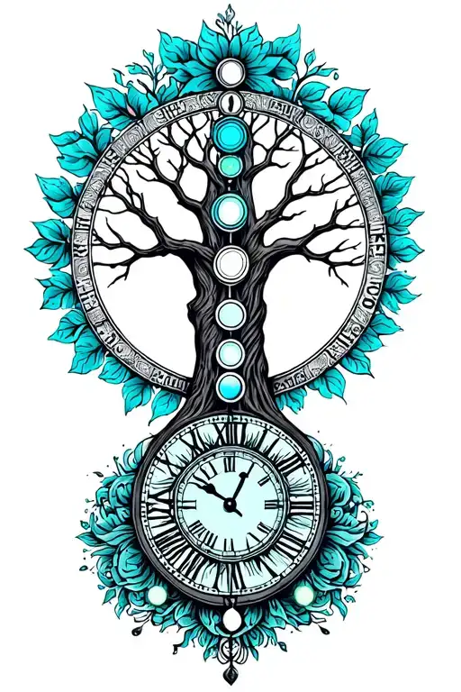 Tree Of Life With Chakras And Time Piece