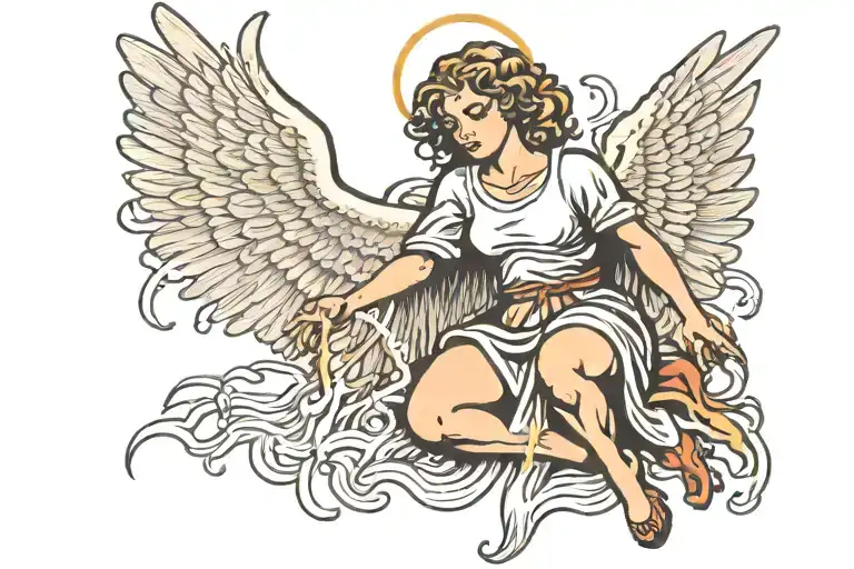 An Angel With Crouching Lightning Bolts