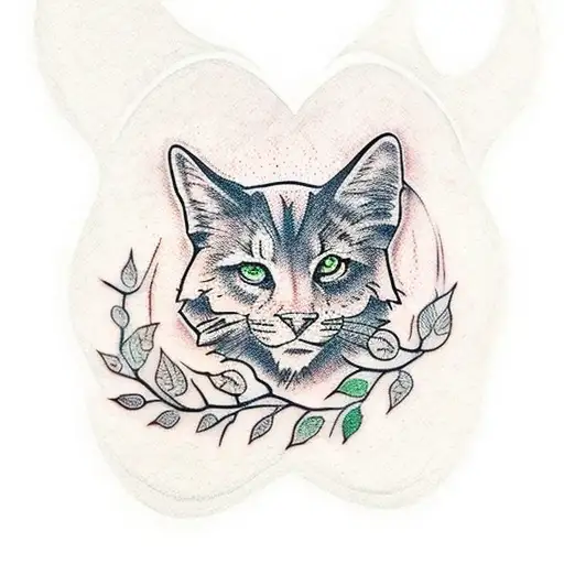 Green Paw Print With An Autumn Tree