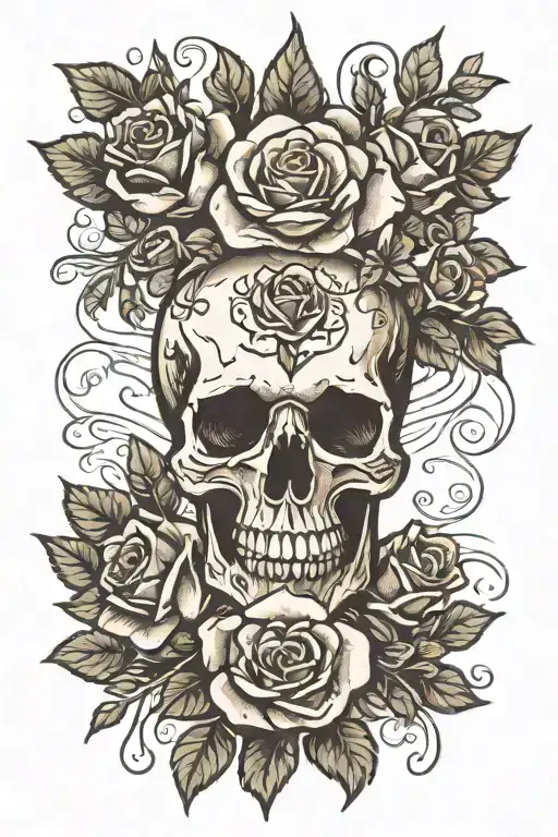 Skull Rose Surrounded