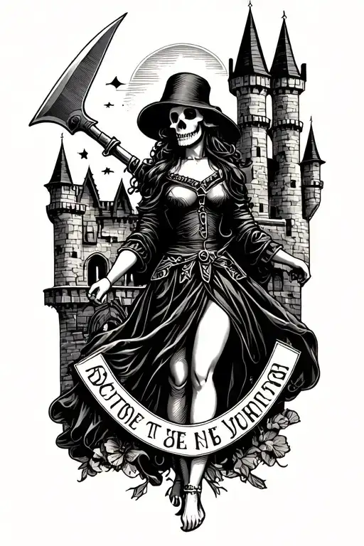 Executioner Skull Girl And Castle Surrounded