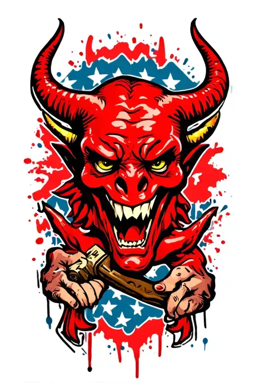 Red Devil And Graffiti Wall