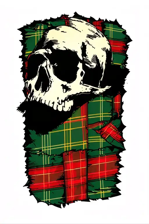 Tartan Cloth Light Blue Green And Thin Red Lines Tattered