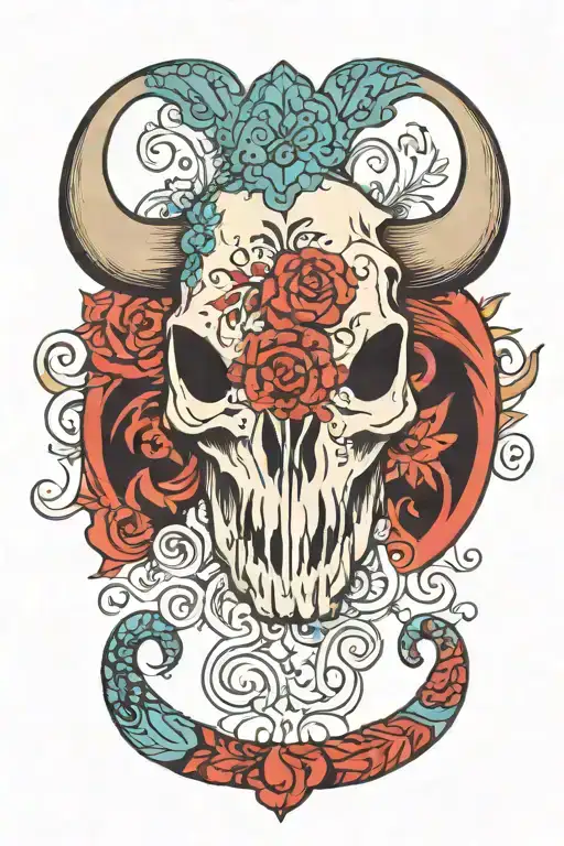 Bull Skull With Paisley Design