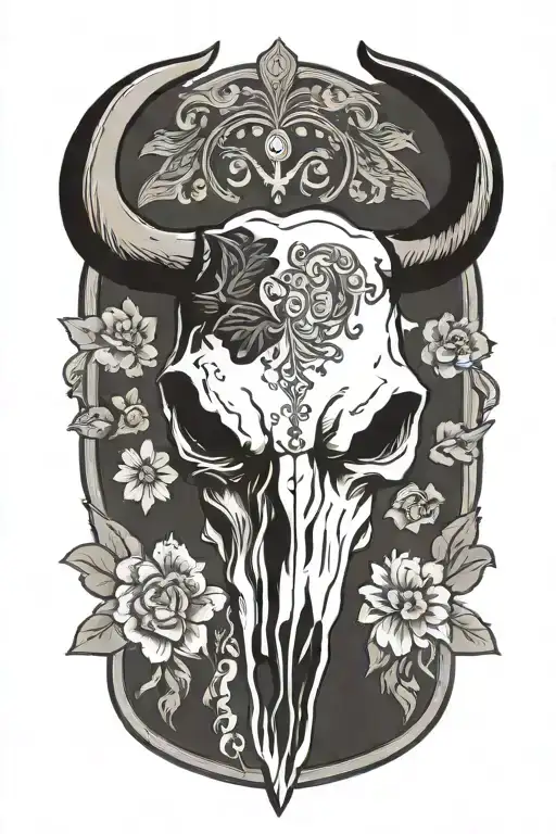 Bull Skull With Paisley Design