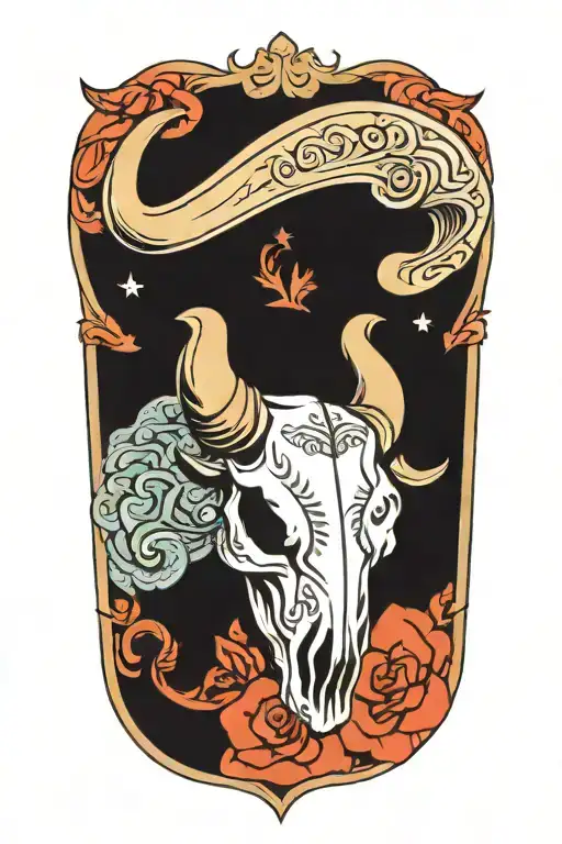 Bull Skull With Paisley Design