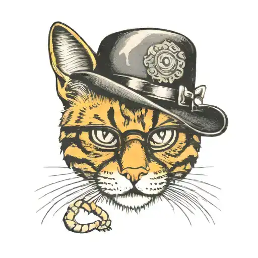 Cat In Pince-nez And Hat Surrounded
