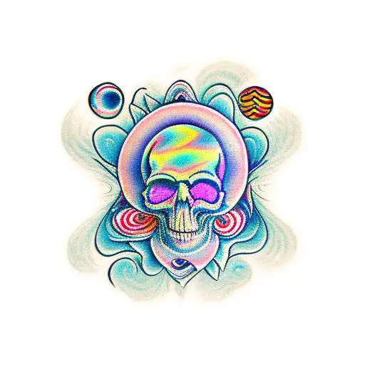 Psychedelic Ripple Around Steal Your Face Skull
