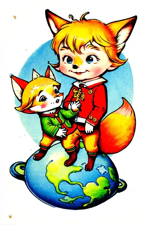 The Little Prince On His Planet With The Fox