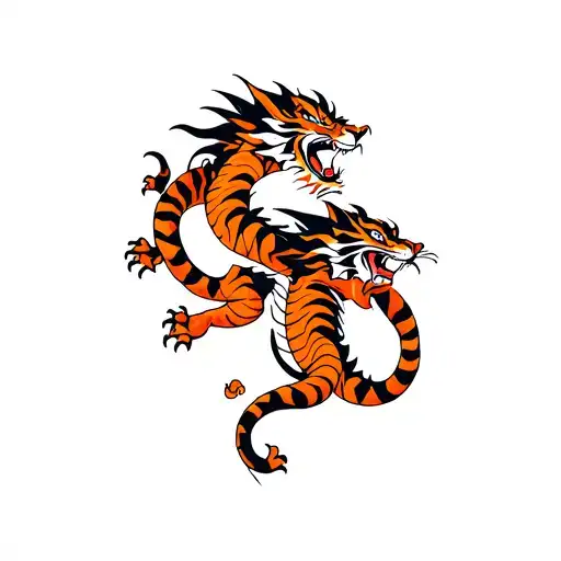 Dragon And Tiger Fighting Each Other