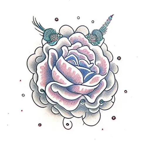 Deep Red Carnation With Love Infinity With Peacock Feather