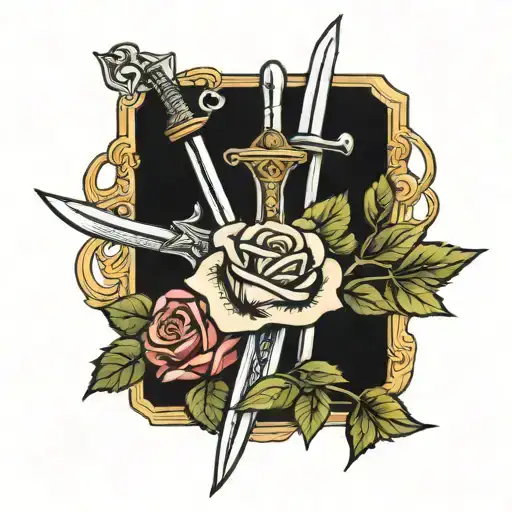 Sword With Roses Intertwined Symbolizing Strength Tarot Card