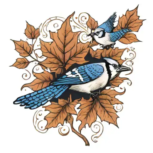 Maple Leaf And Blue Jay