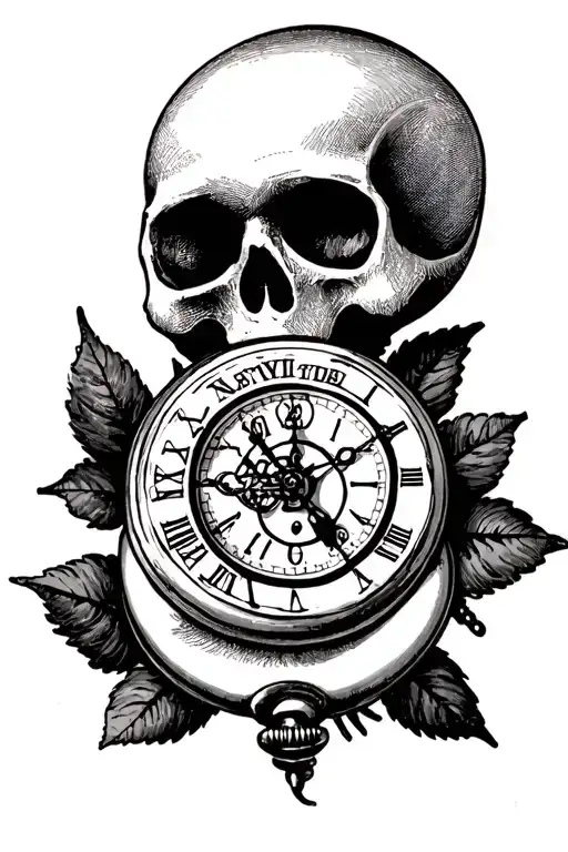Skull And Compas Pocket Watch