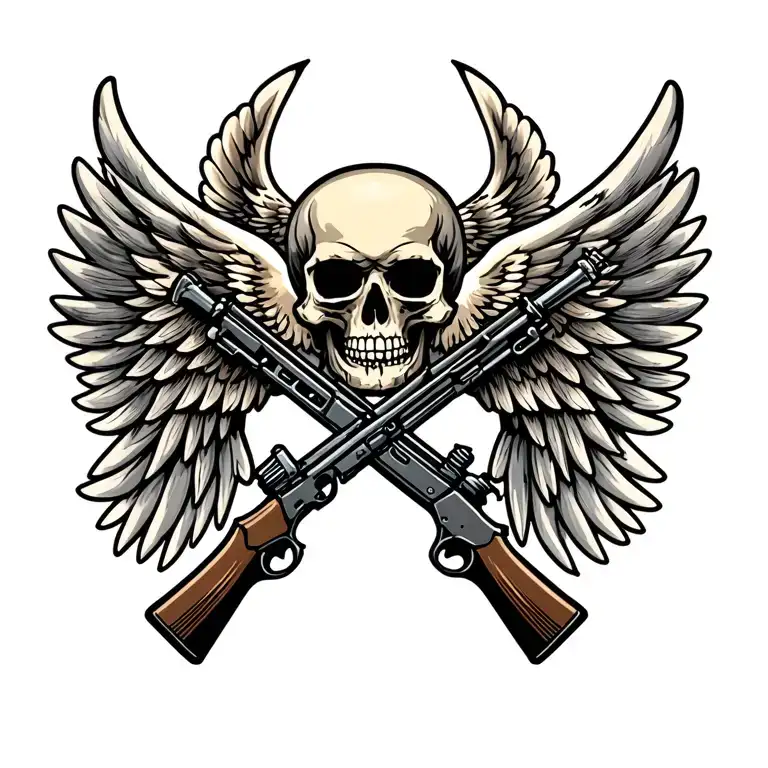 Airborne Wings With Skull And Crossed Rifles
