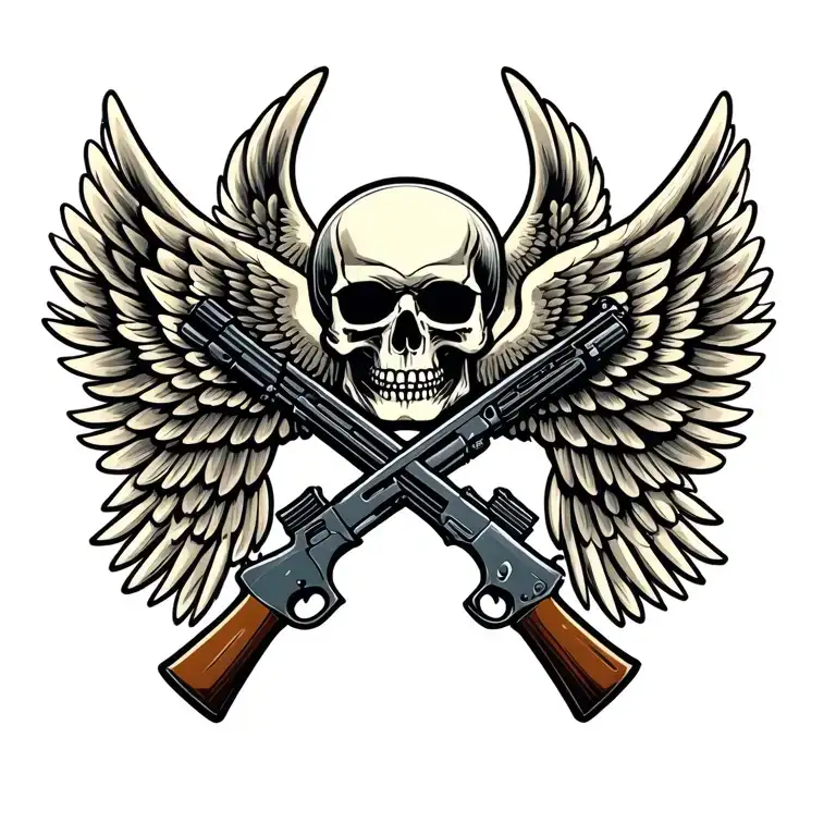 Us Army Airborne Wings With Skull And Crossed Rifles