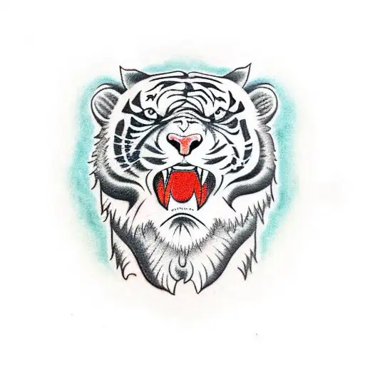 Two Chinese Tigers Around The Knee Tattooo Design