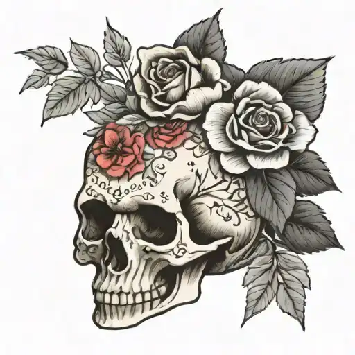Flowers On Skull Wearing