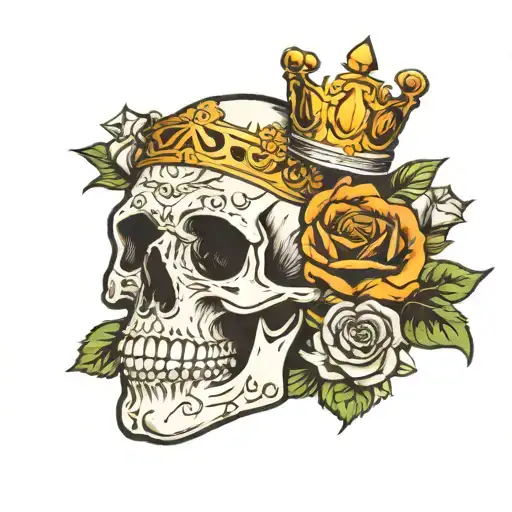 Flower In Skull With A Crown