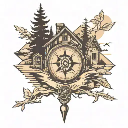 Stone Road Leading Home With Small Compass