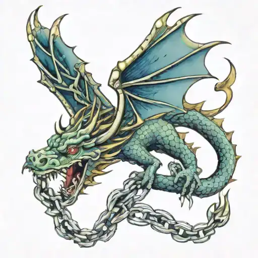 Chain Wrapped Around A Medieval Dragon