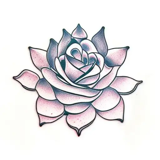 Rose With A Lotus And Fan