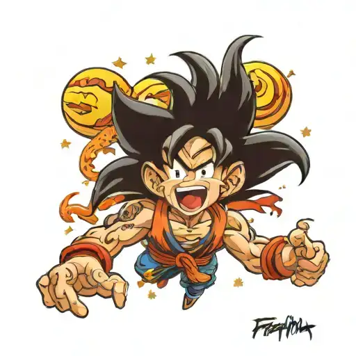Goku Con Bola De Dragon De 4 Estrellas