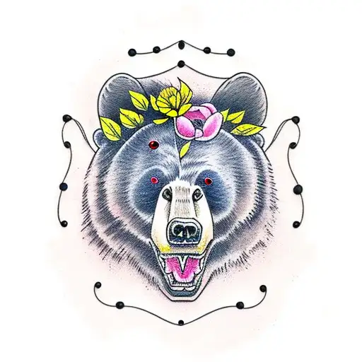 Black Bear With Honey And Black Berries