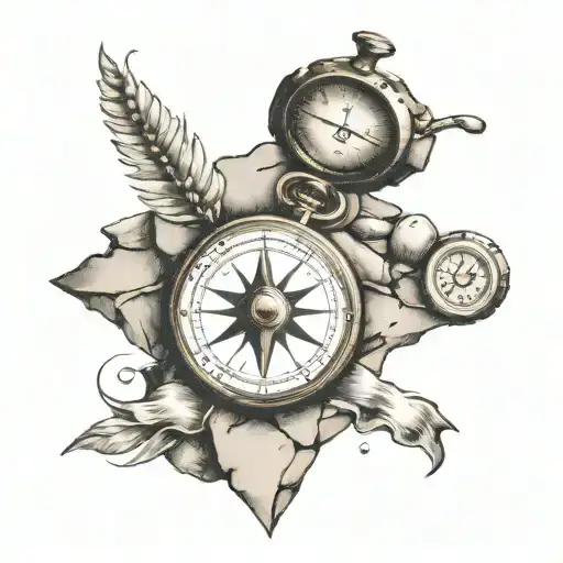 Stone Road Leading Home With Small Compass Tattoo Idea