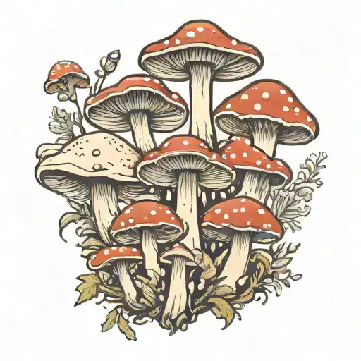 Group Of Mushrooms