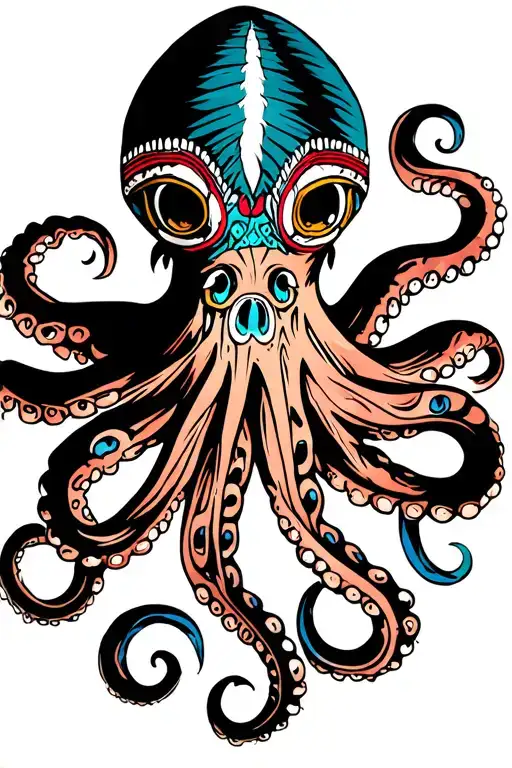 Native American Traditional Tattoo Octopus Wrapped