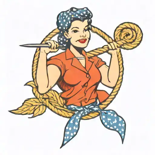 Rosie The Riveter Rope Background Red Hair