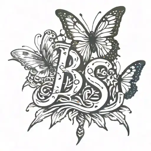 954 In Graffiti Letters With Butterfly Top Left And Palm Tree Bottom Right