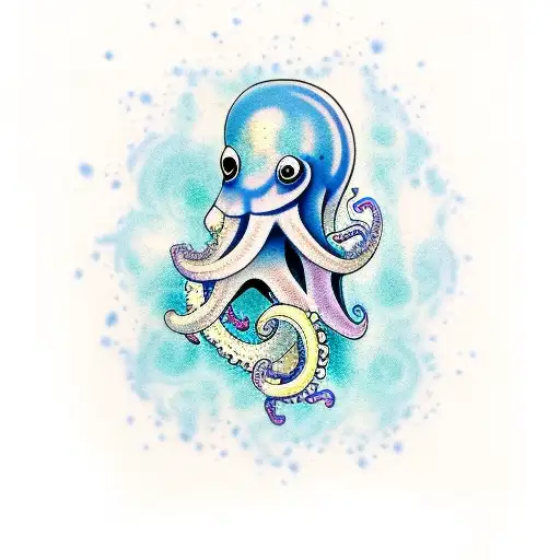Blue Purple Octopus On Shoulder And Arm