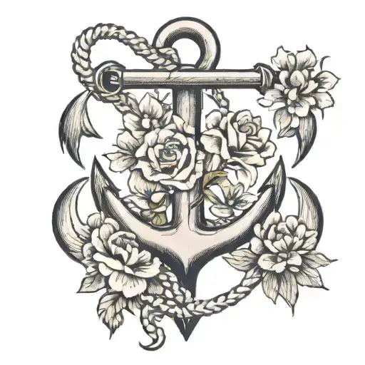 A Traditional Anchor Intertwined With Blooming Flowers Symbolizing Strength And Beauty