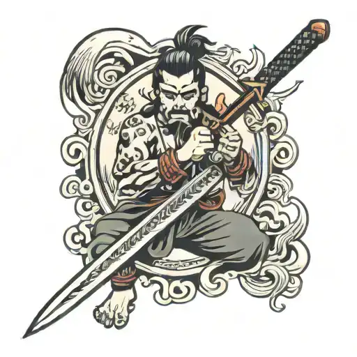 Flaming Sword Of Japanese God Of Destruction