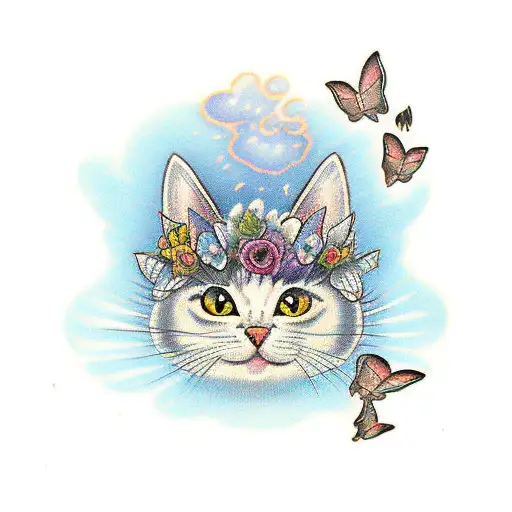 Cat With Butterflys As Eyes